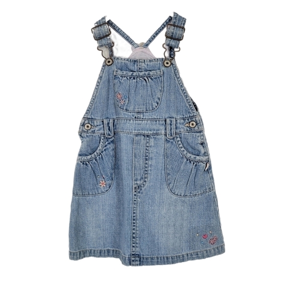 Oshkosh Girl's Denim Overalls Jumper Dress - Picture 1 of 7